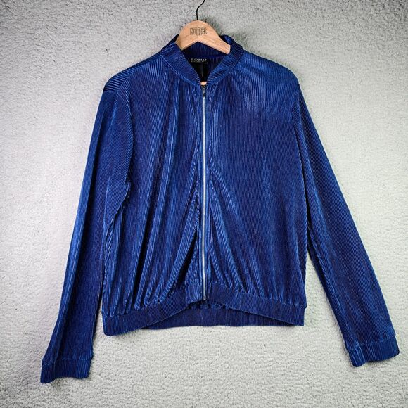 Soho Apparel Womens Bomber Jacket XL Purple Pleated Lightweight Ribbed Zip Up - Picture 3 of 10
